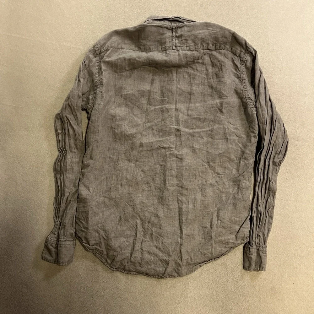 Banana Republic Shirt Men's Medium Gray Linen Button Down Long Sleeve Camden Fit